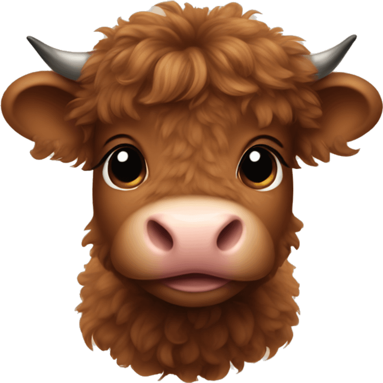 brown fluffy baby scottish cow with a small bow on head emoji