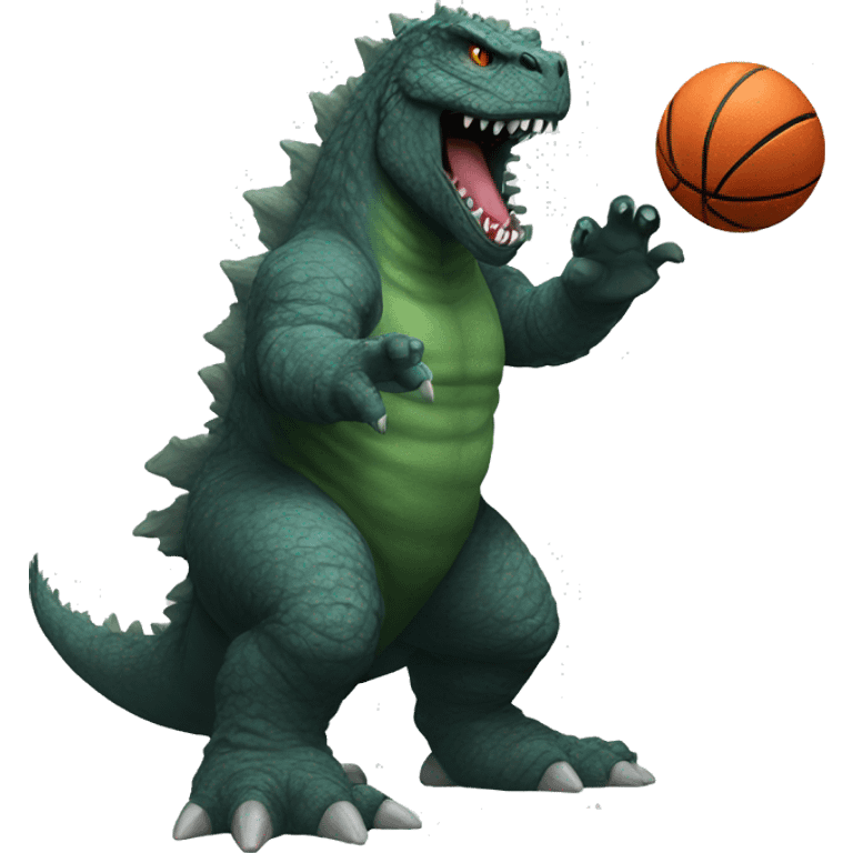 Godzilla playing basketball emoji