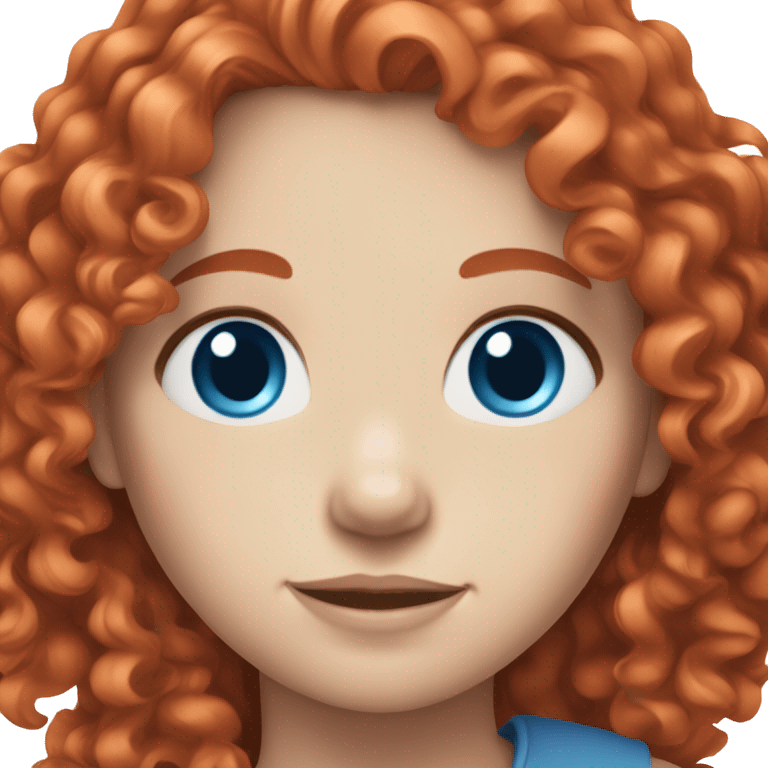 Girl with curly, bright red hair and pale skin and blue eyes emoji