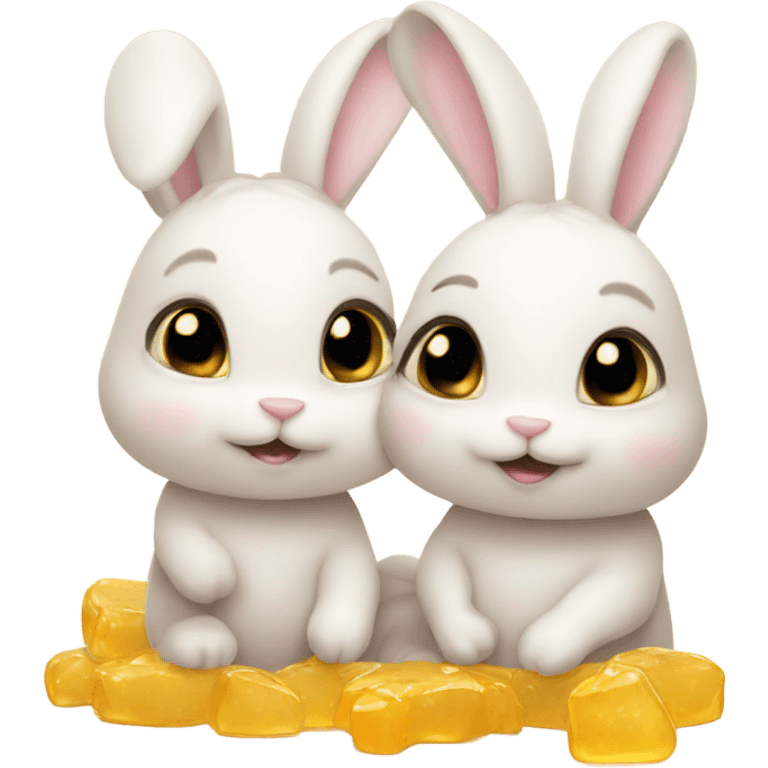 2 cute, loving honey bunnies emoji