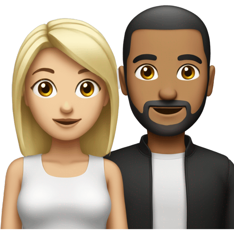 Arab man with black buzz cut hair, and blonde hair girl emoji