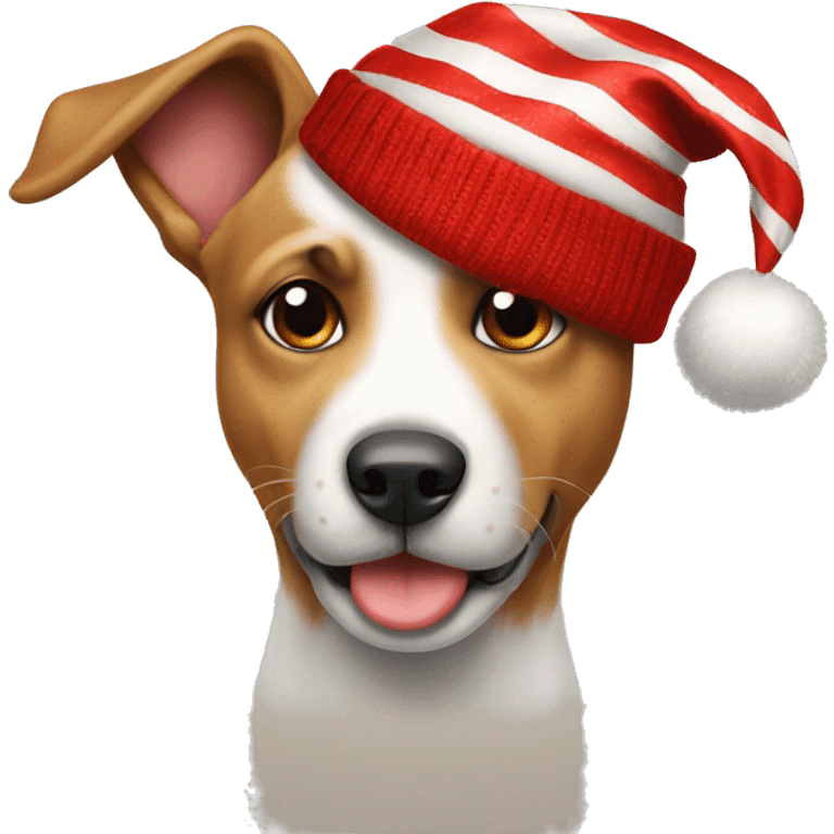 Perro con gorro de navidad emoji