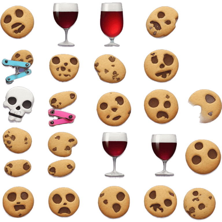 Cookies, Christmas, wine, skulls, skateboard, football  emoji