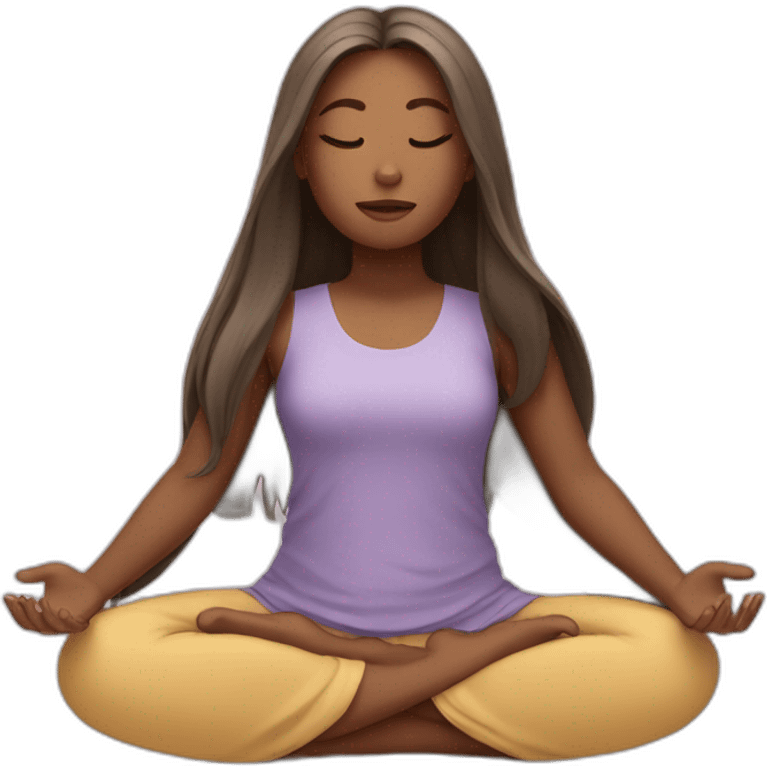 a girl with long hair is meditating emoji