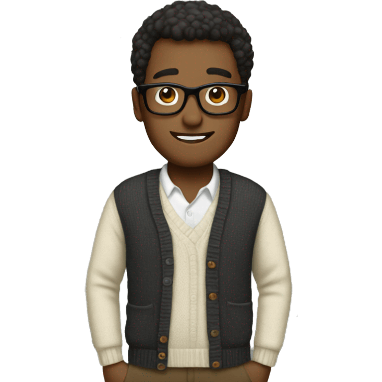 Cute man with glasses on in cardigan emoji