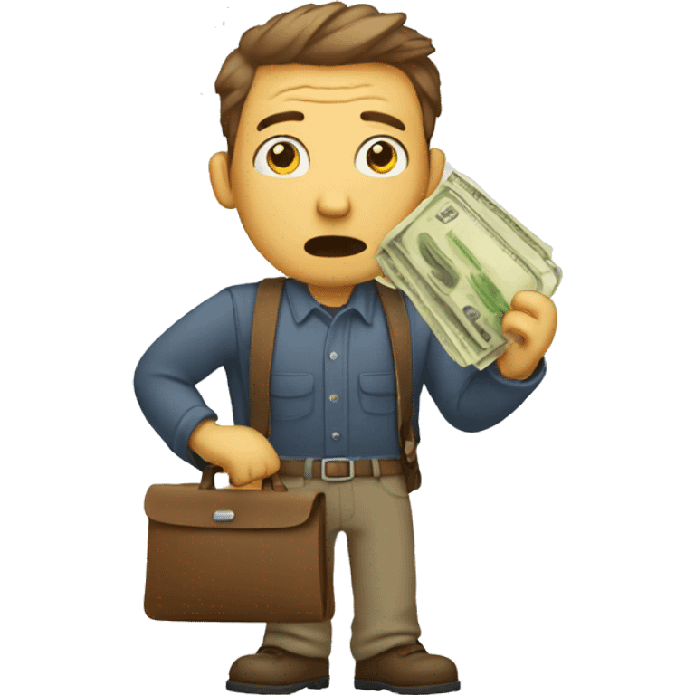 confused man with no money in the wallet emoji