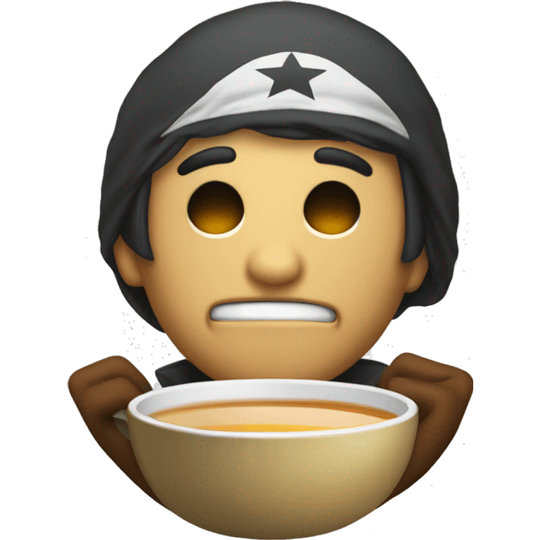 combination of salute emoji and face holding back tea emoji