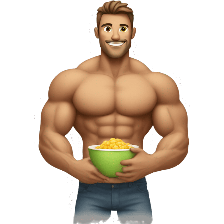 muscular guy eating healthy emoji