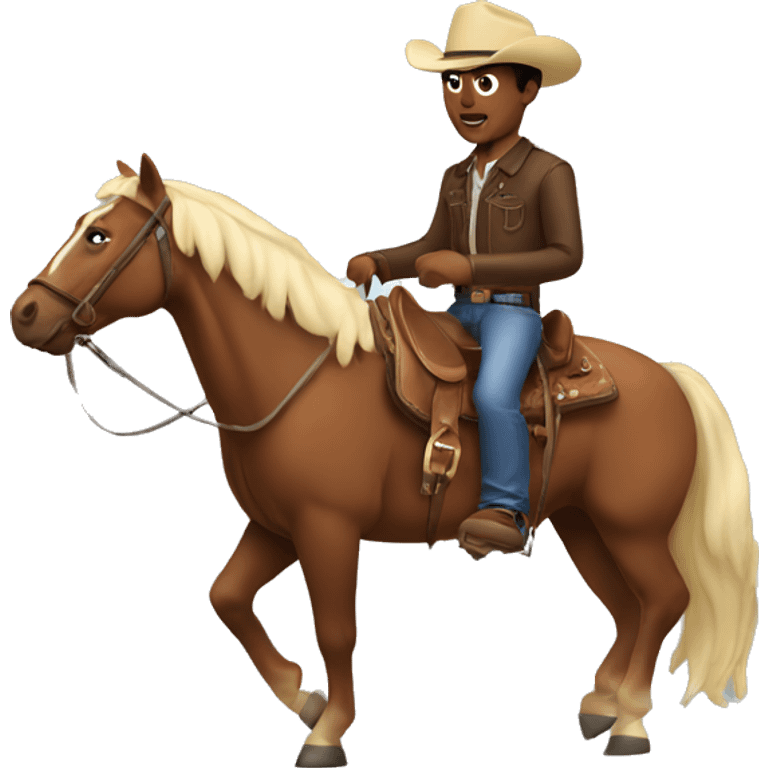 Man who has cowboy hat and riding horse emoji