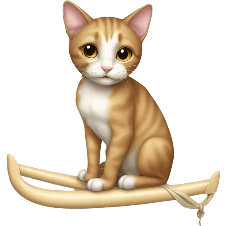 Naked cat sitting on a bow  emoji