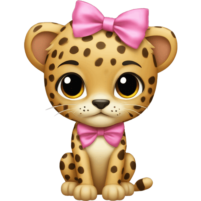 Cheetah with pink bow ￼ emoji