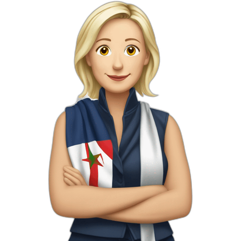 Marine Lepen avec le drapeau du maroc dans la main emoji