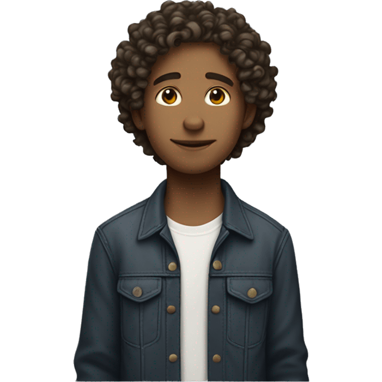 a guy with medium curly hair that flows down the head and has a light  shade of skin looks like a teenager and it's a side profile  emoji