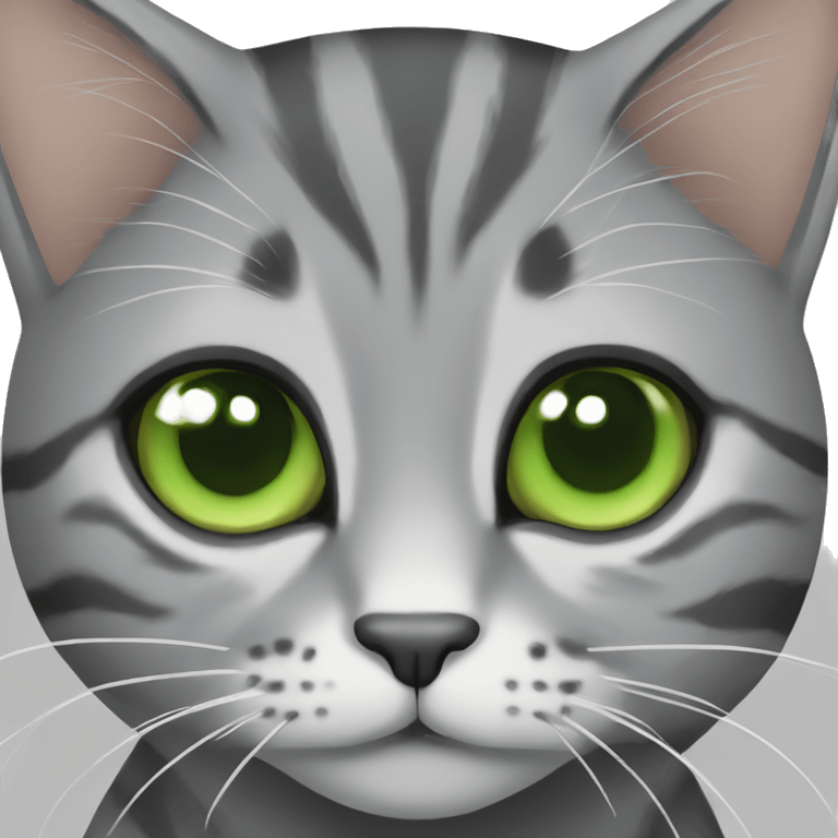 grey tabby cat with green eyes emoji