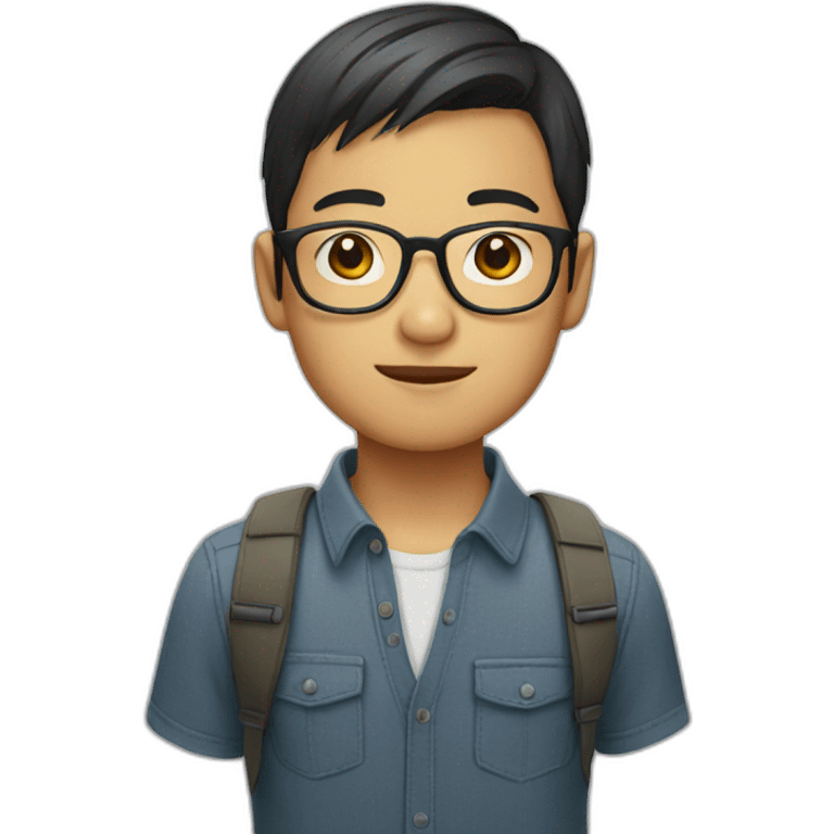 asian boy in specs with short hair emoji