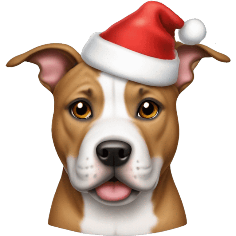 Stafford bull terrier with a Santa hat emoji