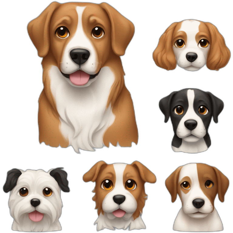 family of different dog breeds emoji