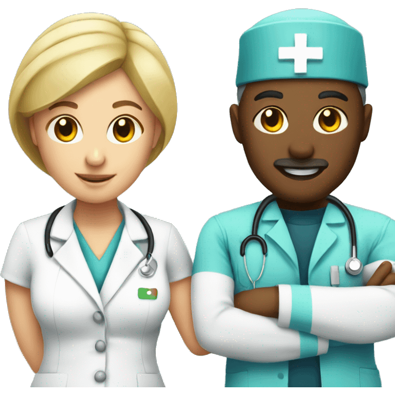 nurse male and woman next to eachother emoji