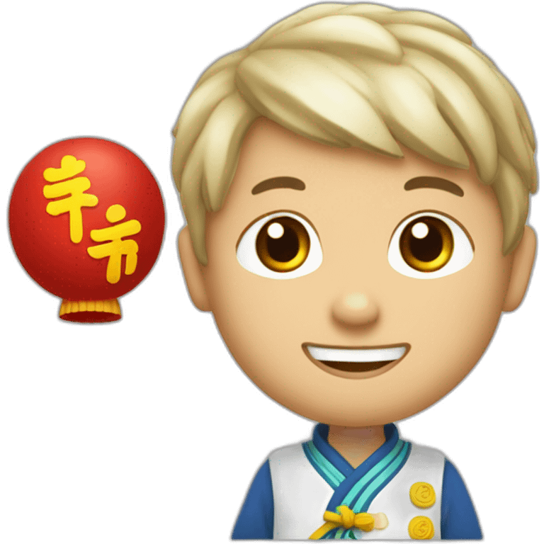 Chinois garçon fesant le signe petit emoji