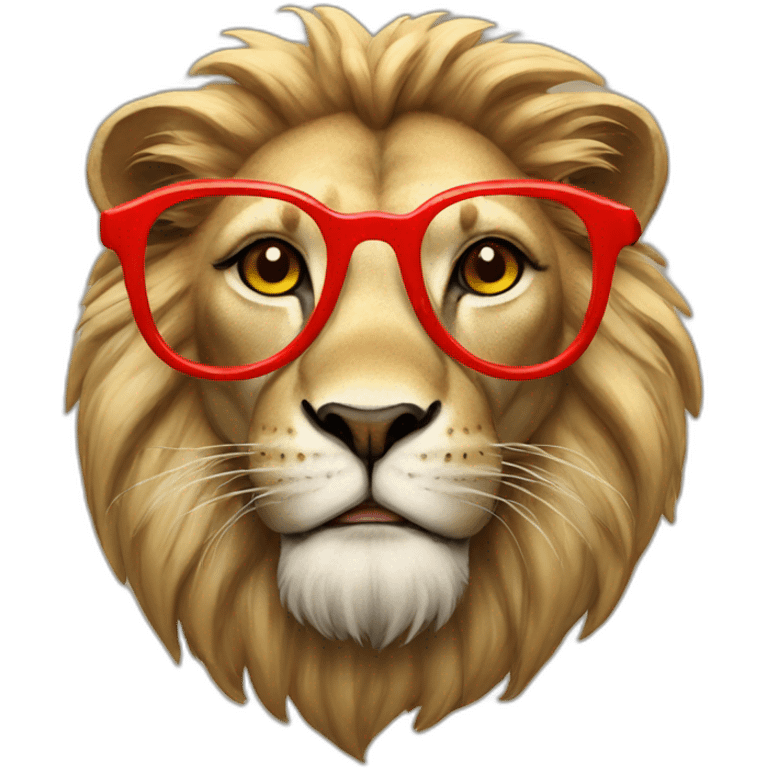 wise lion with red glasses emoji