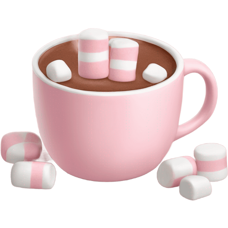 Light Pink mug of hot chocolate with marshmallows  emoji