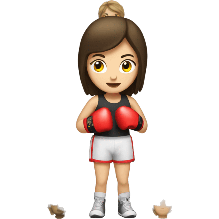 white brunette girl boxing emoji