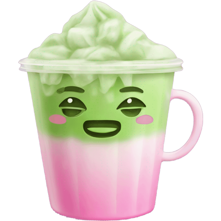 iced matcha in pink cup emoji