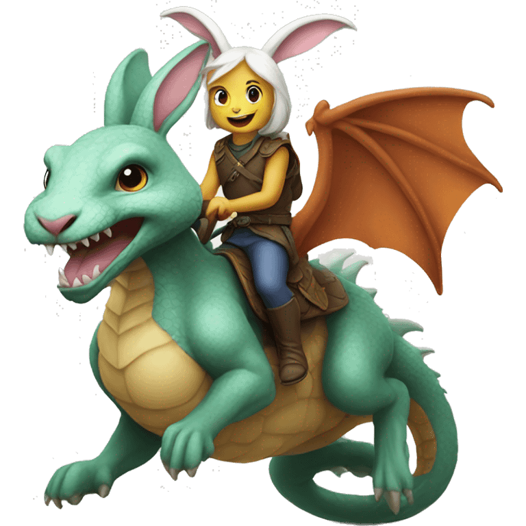 A bunny riding a dragon  emoji