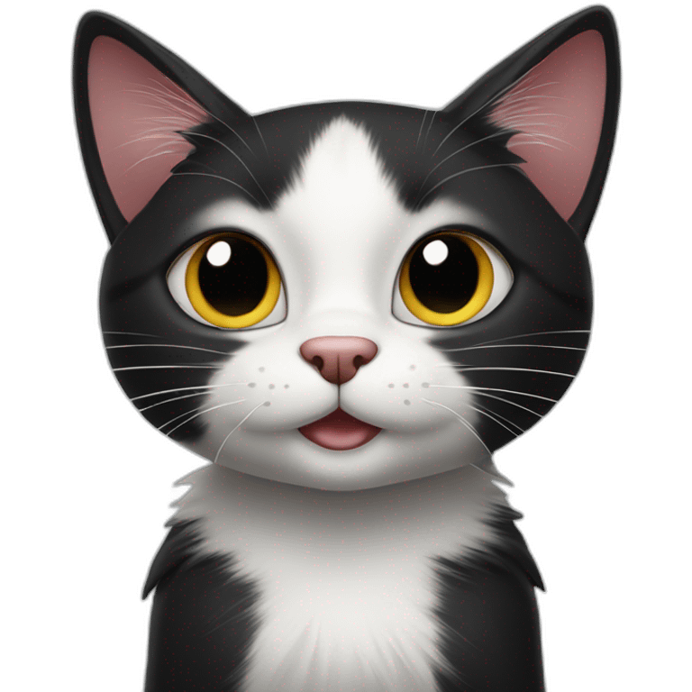 Black and white cat limping with front paw emoji