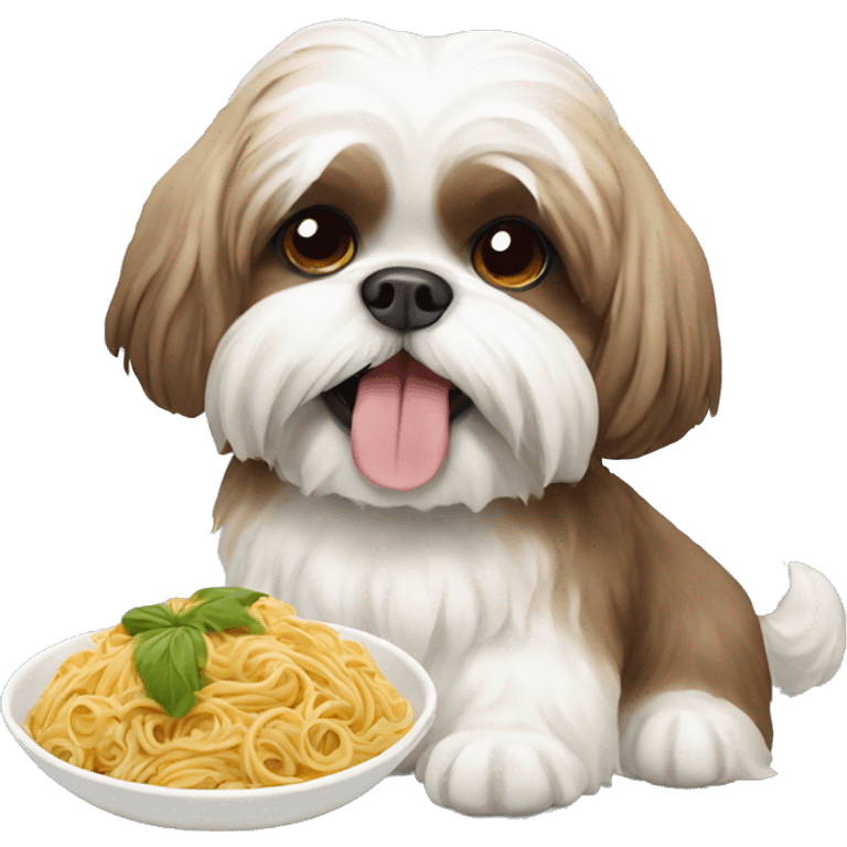 shih tzu eating pasta emoji