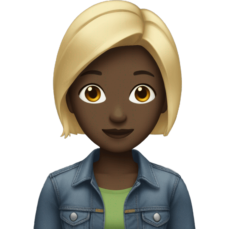 girl with dark skin and short blonde hair in jeans emoji