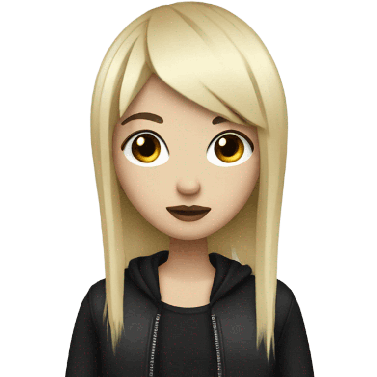 emo girl with black hair with blonde fringe emoji