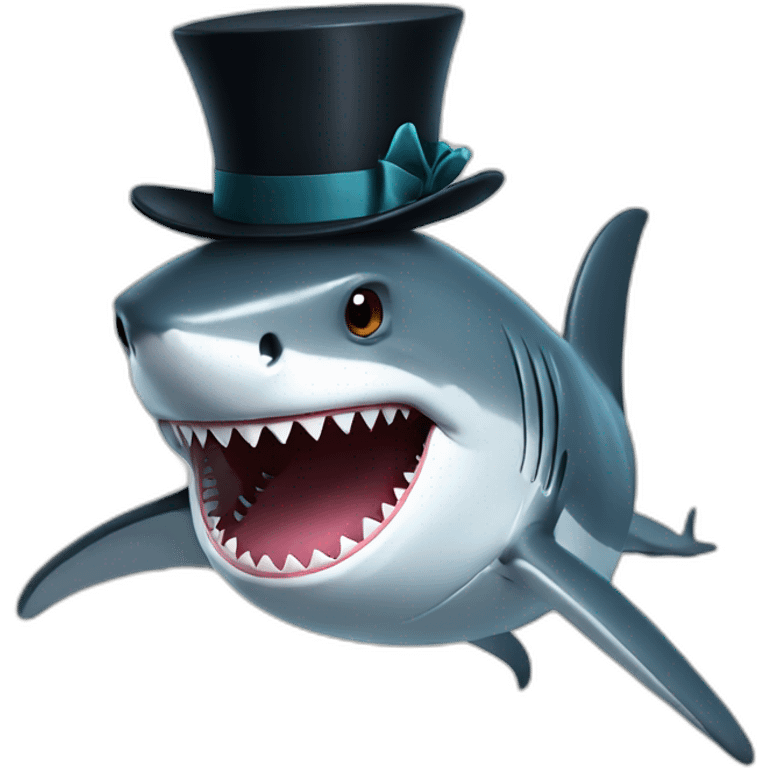 Shark with a top hat emoji