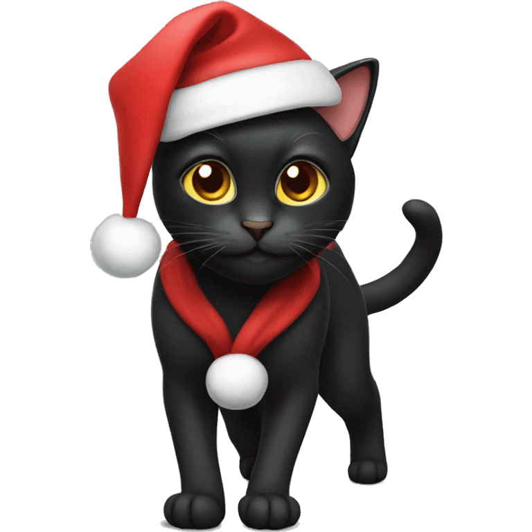 black cat wearing santa hat emoji