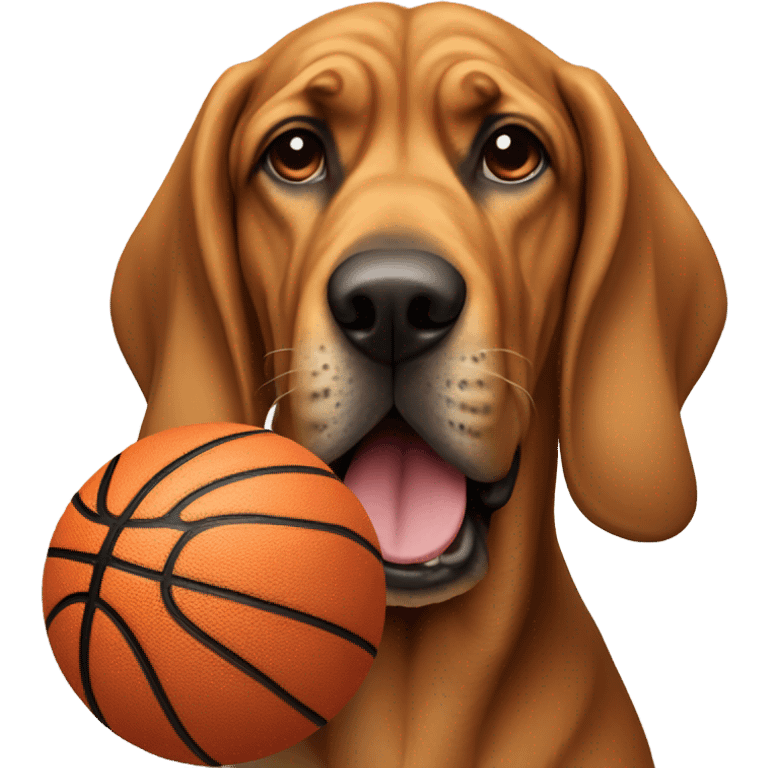 A bloodhound dog with the head of a basketball. emoji