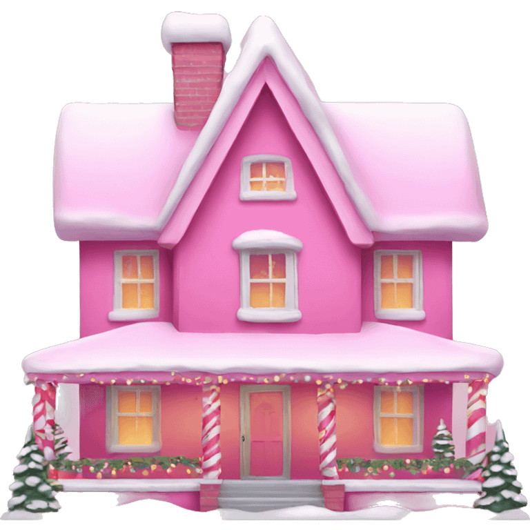 Pink Christmas house emoji