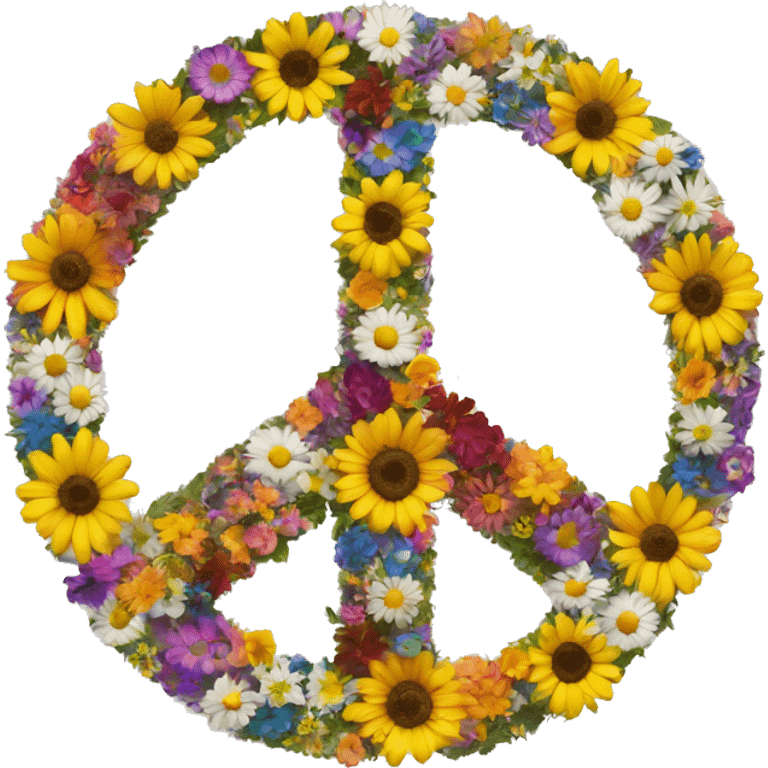 Peace sign made of flowers emoji