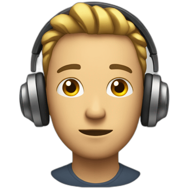 man thinking heads up with headphone emoji