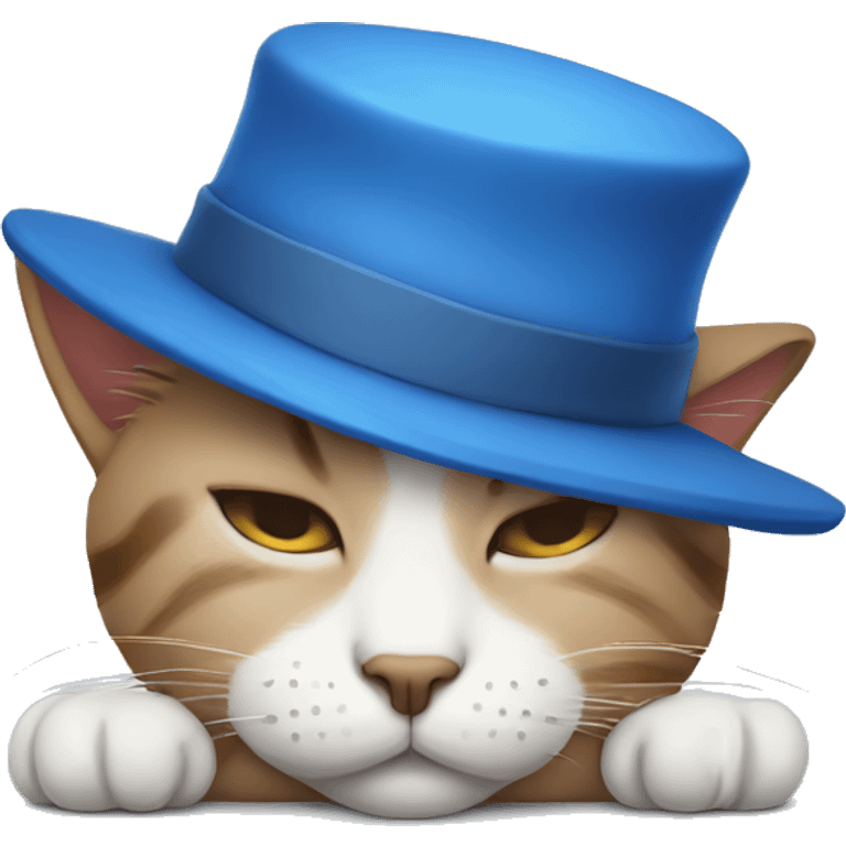 sleepy cat with blue hat emoji