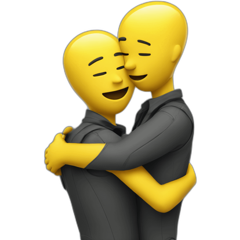 two crash test dummies hugging emoji