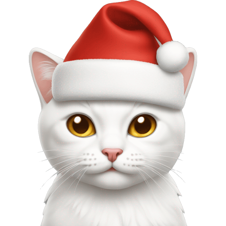 Gato blanco con gorro de navidad emoji