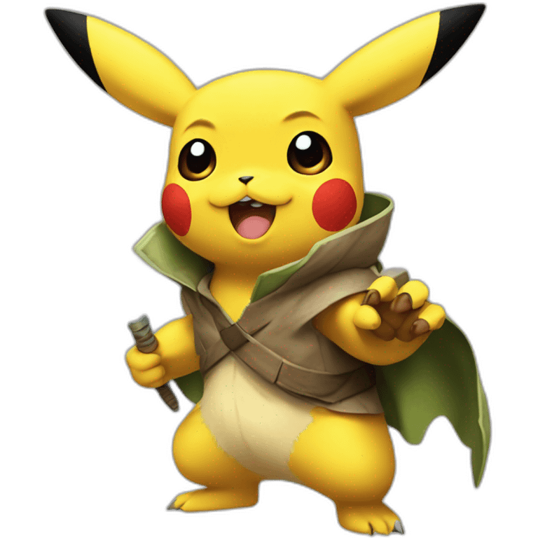 pikachu with the face of yoda and wolverine claws emoji