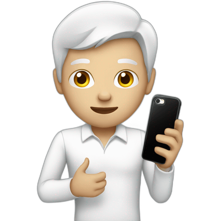 white human with phone emoji