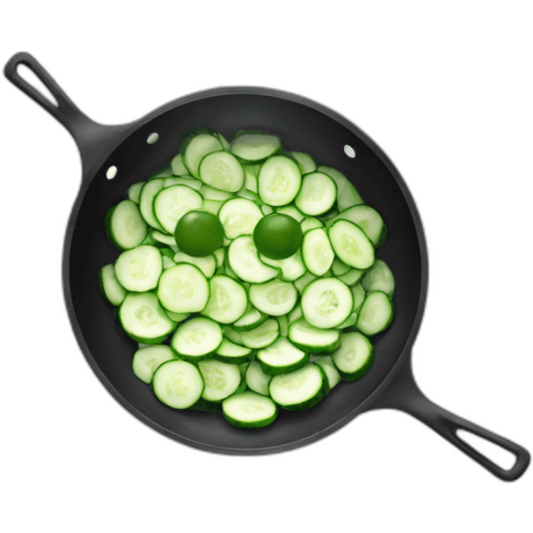 Skillet with cucumber face mask emoji