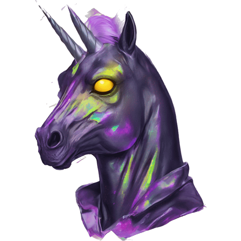 .Zombie_ Vaporwave black holographic oilslick zombie unicorn smoking yellow caution tape  emoji