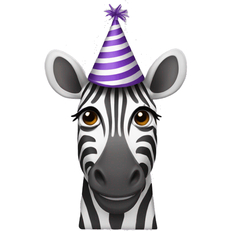 Zebra wearing party hat  emoji