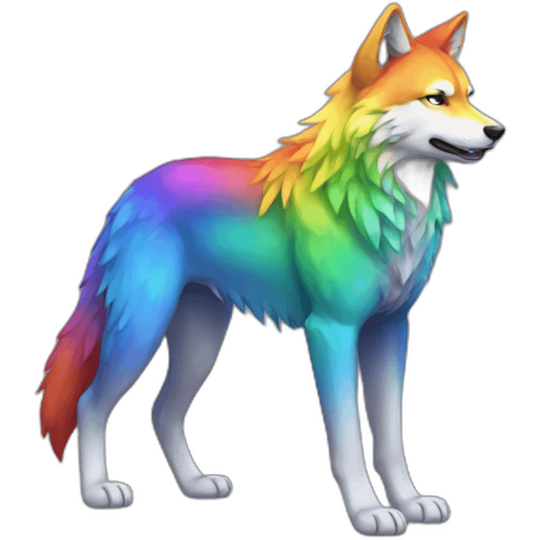 Rainbow Wolf Full Body emoji