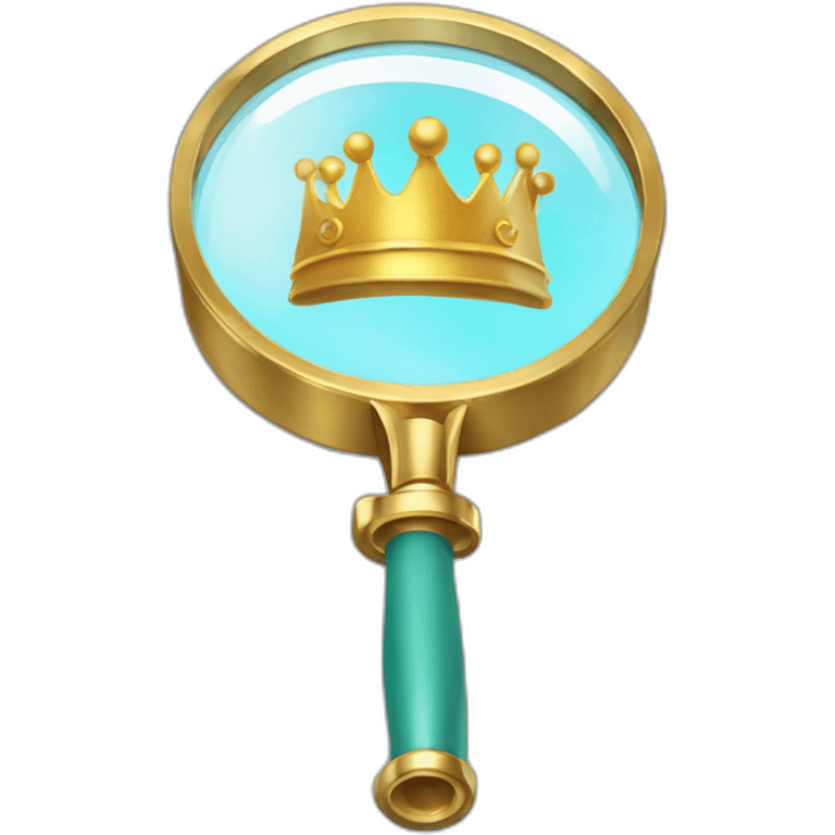 Magnifying glass with a golden crown emoji