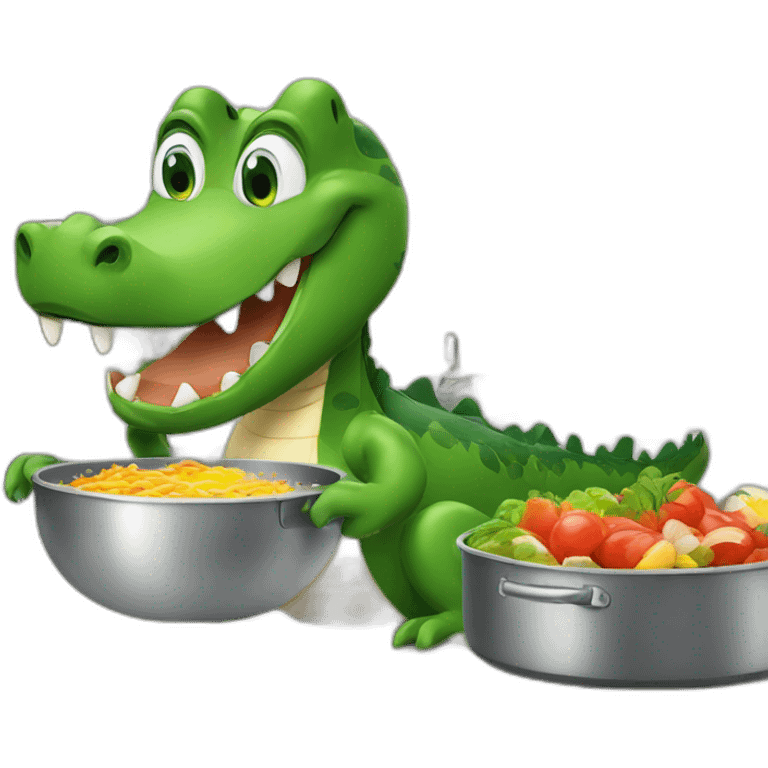 Alligator cooking in kitchen  emoji