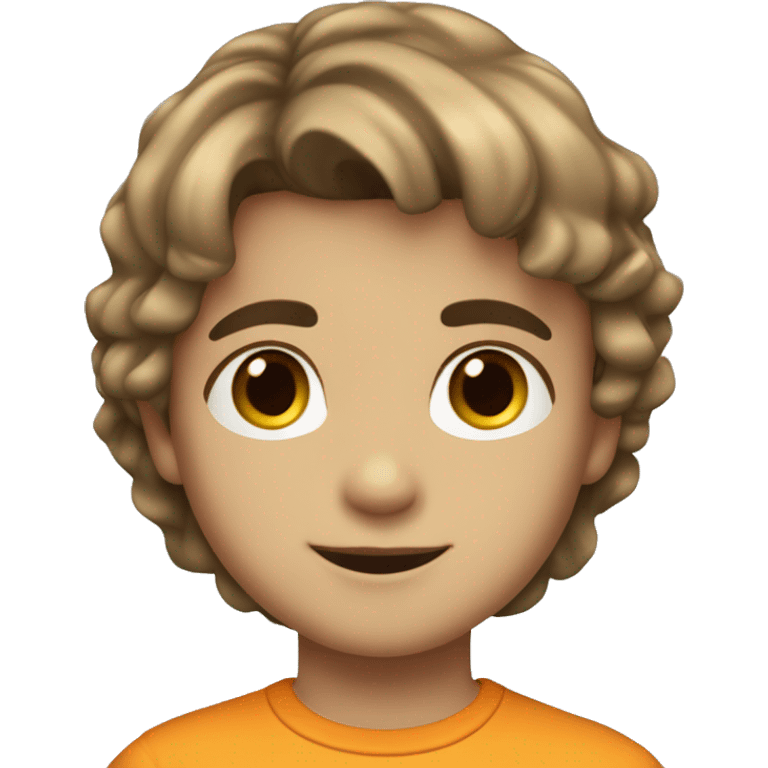 6 year old boy, birthday, dark blonde straight hair, cute brown eyes,  emoji